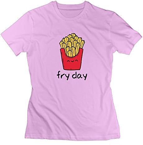 Erjran Happy Fry Day Women's Comfortable Short Sleeve T Shirt Color Pink Size XXL
