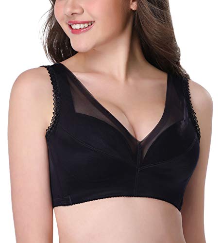 HANSCA Women's Push Up Wirefree Bra Lightly Padded Full Cup Cleavage Bra Plus Size Comfort (Midnight Blue, 40DD) - Thumbnail 2