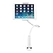 Aduro Solid-Grip iPad Stand Holder 360 Adjustable Universal Gooseneck Lazy Tablet Stand for Desk – Swivel Durable Rubberized Video Mount for Recording Holder (White)