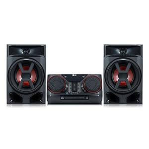 LG CK43 Mini Hifi-systeem met CD, radio en USB-ingang chroom/zwart/rood