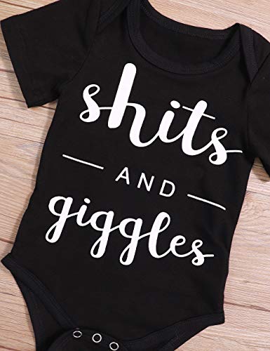 image for TUEMOS Newborn Baby Boy Girl Clothes Funny Letter Onesies Bodysuit Rom