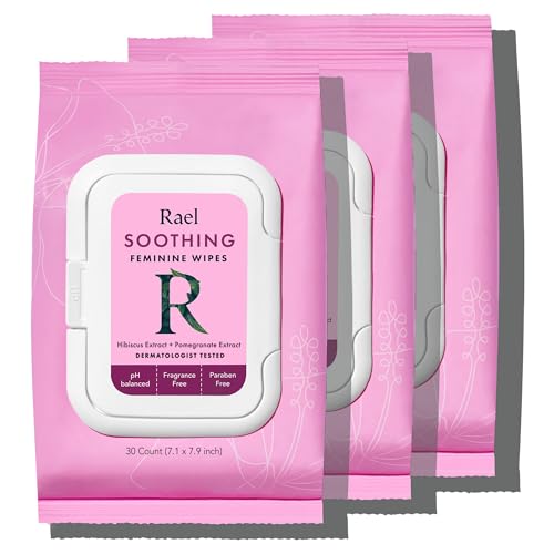 Rael Feminine Wipes, Soothing Wipes for Women - pH Balance, Clean Ingredients, All Skin Types, Vegan, Cruelty Free (4.4 Fl Oz, Pack of 3)