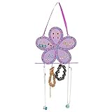 Purple Metal Mesh Rhinestones Flower Design Earring Holder / Jewelry Hook Hanging Display Rack - MyGift