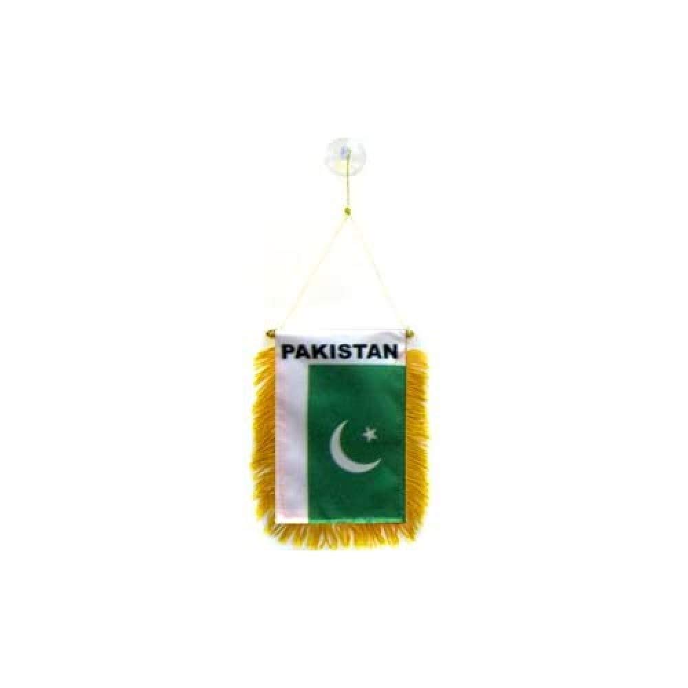AZ FLAG - Pakistan Mini Banner - 6'' x 4'' - 100% Polyester Pakistani Small Pennant for Car - Double-sided Flag with Suction Cup Hanger