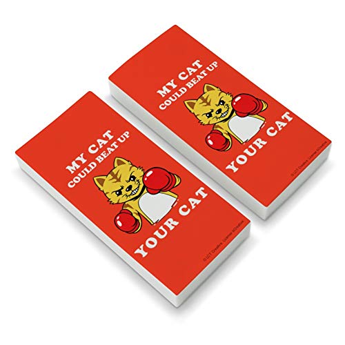 My Cat Could Beat Up Your Cat Boxing Gloves Funny Humor Eraser Set of 2