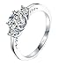 BORUO 925 Sterling Silver Ring, Cubic Zirconia CZ Eternity Engagement Wedding Band Ring Size 12
