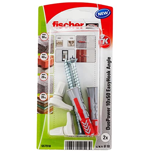 | - blíster con tacos EasyHook DuoPower 10X50 con alcayata y tornillos - colgar cuadros,estanterias. 2ud.