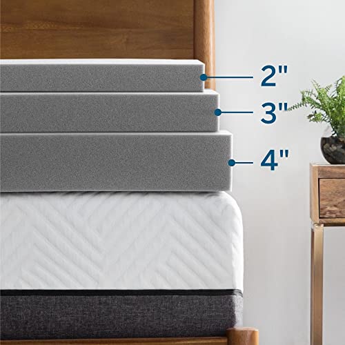LUCID Topper 4 Inch Bamboo Charcoal Memory Foam Mattress, Queen