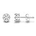 925 Sterling Silver Cubic Zirconia Classic Halo Mini Flower Stud Earrings