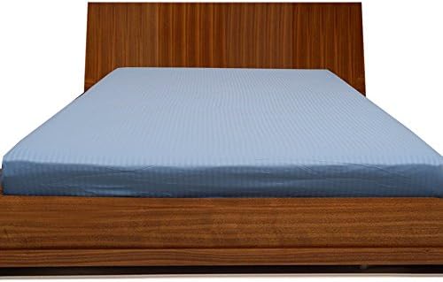 Arlinen 100% Cotton 1-Piece Fitted Bottom Sheet Fit Mattress up to 20 Inch Deep Pocket-Premium Quality-Breathable-Durable-Comfortable 600 Ultra-Soft Cal-King Size Stripe Light Blue