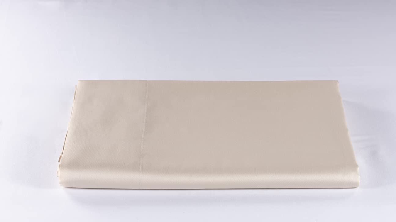 LENZUOLISSIMI – Satin Cotton Satin 300 Threads with Single Corners 80x200 cm Made in Italy - Light Beige
