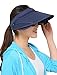 Obosoyo Women's Beach Sun Visor Solid Wide Brim Summer Sun Hat with Retractable Visor Navy One Size