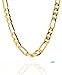 Gold Chain Necklace 7mm Diamond Cut FIGARO Chain 24K 30X Thicker Than Any Overlay USA Made.