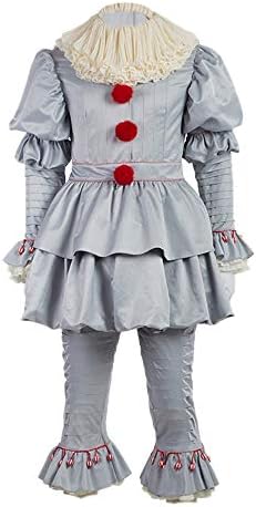 Scary Clown Costume Deluxe Movie Cosplay Halloween Costume Outfit Full Set Adults Kids