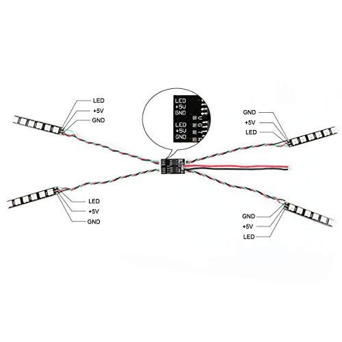 4pcs RGB LED Strip 5V LED Light Board Taillight WS2812 5050 7 Colors LED 6 LED Lamp Night Light with Driver Development Board for RC Drone FPV Racing Quadcopter