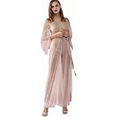UPVV Lingerie for Women See Through Long Lace Kimono Robe Mesh Chemise with Sleeves Swimsuit Cover Up