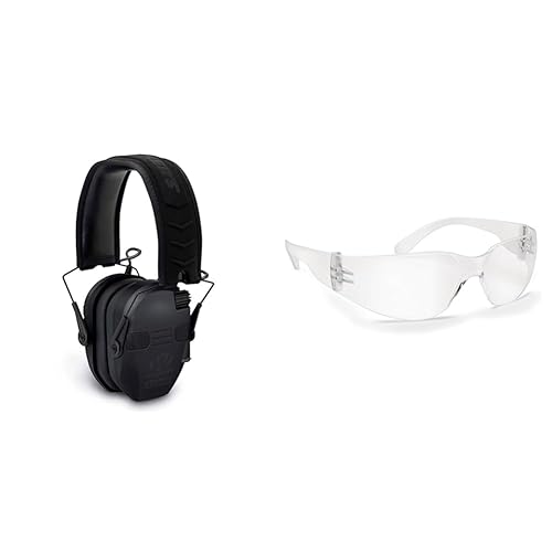Walker's Razor Quad Bluetooth Earmuffs and Clearview Shooting Glasses Bundle - 4 Mic 360° Sound 23dB NRR Earmuffs with Sport Eyewear UV Protection - Amazon deal for $46.97