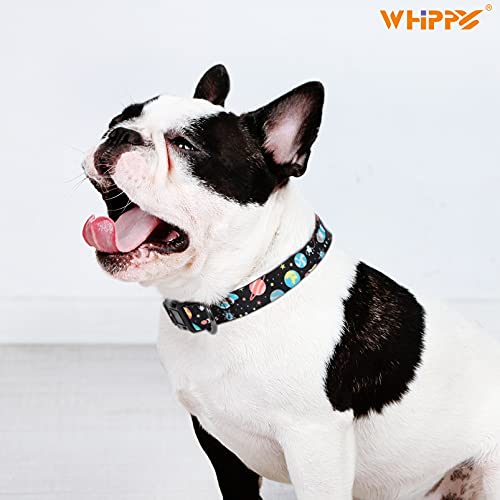 Cute Dog Collar Personalized Adjustable Soft Dog Collars with Unique Patterns for Puppy Small Medium Dogs by WHIPPY, Black, S