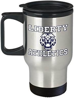 Liberty Tigers Athletics Travel Mug - 13 Reasons Why High School Lovers Gift - Hannah 14oz Stainless Steel Tumbler with Handle