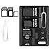 1 Pack SIM Card Holders with Tray Opener Pins, Card Storage Tool Set for Standard Micro Nano Micro-SD Memory Cards, with 3 Card Adapters and 1 Eject Pins - Black