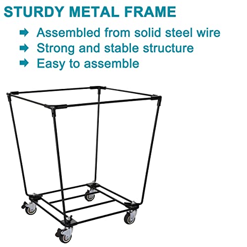 HeavyDuty Canvas Laundry Hamper with Wheels for Home Closet Large Rolling Laundry Basket with