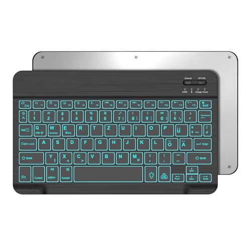 Occtingkind-10 Kabellose Bluetooth Tastatur Für Ipad/Android-Tablets, Deutsches Layout Qwertz, Hintergrundbeleuchtung, Für Ipad/Samsng Galaxy Tab/Lenovo Tab/Xiaomi Pad/Redmi Pad, Schwarz