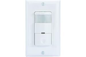 Intermatic iOS-DOV-WH Commercial Grade in-Wall PIR Occupancy/Vacancy Sensor - 180º Coverage, Adjustable Ambient Light Sensor - White, Energy-Efficient Automation, Zero-Crossing Technology