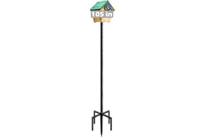 Mokeyder 105 Inch Bird House Pole Mount Kit, Adjustable Heavy Duty Bird Feeder Pole for Outdoors, Universal Mounting Post Set with 5-Prong Base, Black, 1 Pack