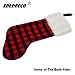 EDLDECCO 20.5 inch Christmas Snowy White Faux Fur Red and Black Plaid Stocking for Holiday Party Decorations Gift-One Piece
