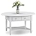 Leick Coastal Oval Coffee Table with Shelf, Orchid White