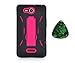 For LG OPTIMUS EXCEED VS840PP / LUCID 4G VS840 Kickstand Hybrid Hard Phone Cover Case - Black / Pink + Free Green Stone Pry Tool