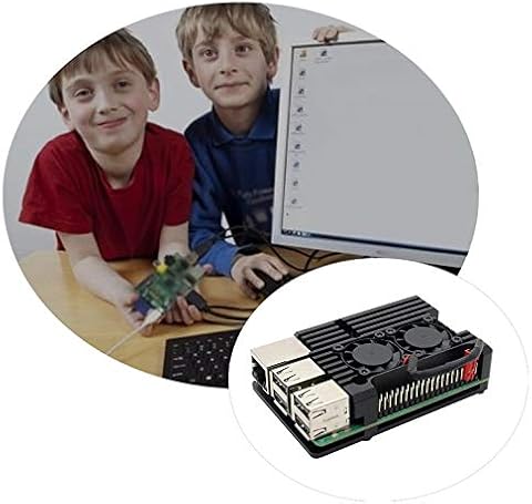 Kurphy per custodia in alluminio Raspberry Pi 4/3 con doppia ventola di raffreddamento Involucro metallico Custodia nera per RPI Raspberry Pi 4B / 3B / 3B +