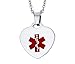 Women's and Men's Stainless Steel Heart-shaped Medical Alert ID Pendant Necklaces with 20