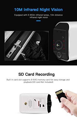 CTVISON Wireless Battery Powered Security Camera Home Surveillance IP Camera Rechargeable High Capacity 6800mAh with Night Vision & PIR Alarm for Elder Baby Pet Dog - Thumbnail 6