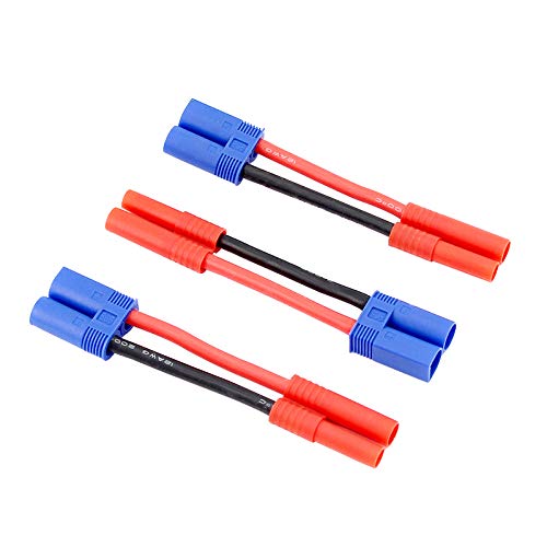BDHI 3pcs HXT 4MM Female to EC5 Style Male Adapter Cable for Lipo Battery - 5cm / 12awg Wire(BDHI-33)