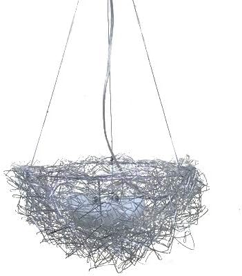 Zuqiee 高級感 共同照明 クリエイティブアルミワイヤー鳥の巣の巣のペンダントライト鳥の卵北欧の芸術子供部屋レストランe27 Ledペンダントランプ Body Color Sliver No Bird Size Cold White Shreejai In