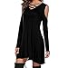NUWFOR Women’s Casual Off Shoulder Tops Criss Cross V Neck Long Sleeve Loose Dress for Winter/Fullthumb 3