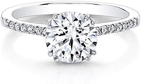 BIS Solid Gold 0.63Ct Moissanite Womens Wedding Band Solitaire Diamond Hallmarked 14K White Gold Color H-I Clarity VVS1 Round Cut Diamond Engagement Rings Size L M N I O P