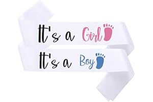GDTO8820 Come with 2 pcs white sashes, it's a Girl sash and it's a Boy sash, Gender Reveal sash for mom and dad to be, mommy to be, daddy to be sashes, sashes for baby shower, mom to be sash (2pcs)