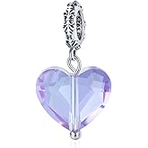 Meetccy charm Love You Lock Key fit Pandoras Charms Bracelets 925 Sterling Silver Charms Dangle Heart Beads Birthday Anniversary Valentines Mothers Day Gifts for Women Wife Purple Love Charm