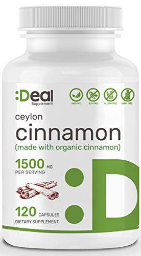 Deal Supplement Organic Ceylon Cinnamon, 1500mg per Serving, 120 Capsules, Best Blood Sugar Supports Supplements, Non-GMO, Made in USA - Thumbnail 5