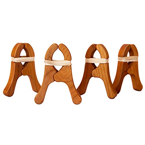 Sarah's Silks - Play Clips, Cherry Wood, Beeswax Polish, 4.5-Inch Long 3.5-Inch Wide + 2 Extra Rubber Bands for Each Clip (Cherry) - Thumbnail 5