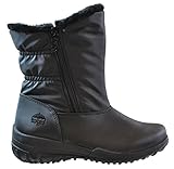 Totes January Women Round Toe Synthetic Black Snow Boot