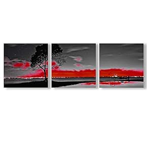 Canvas Wall Art Abstract Cloud Tree Pictures Home Wall Decorations for Bedroom Living Room Oil Paintings Canvas Prints Framed - 12"x12"x3 Panels