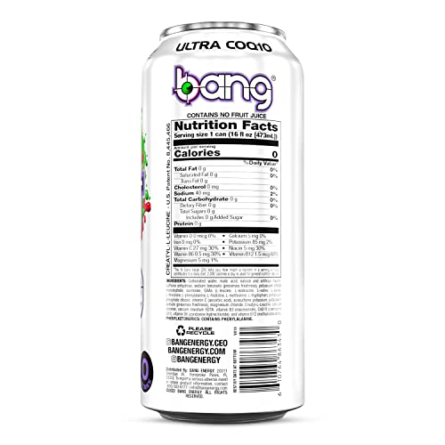 Bang Energy Sour Heads, SugarFree Energy Drink, 16Ounce (Pack of 12