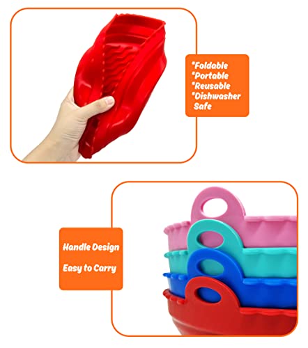 Air Fryer Silicone Liners Pot 2 Pack Air Fryer Accessories for 5 Qt to 8 Qt, Reusable Silicone Air Fryers Basket Bowl Foldable for Baking Tray Oven, Red+Pink, 8.5 Inch