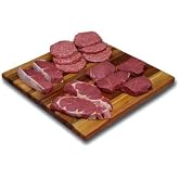 Bison Burgers &amp; Steak Combo Pack: 14 Piece (Total 6.25 lbs.) - 2 Ribeye Steaks (10 oz.), 2 New York Strip Steak (8 oz.), 4 Sirloin Steak (8 oz.), 6 Bison Burgers Patties (5.3 oz) - Grass fed bison - TenderBison