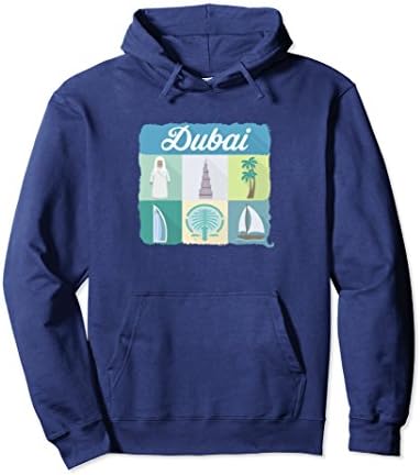 Unisex Visit Dubai Symbols City Lover Journeys Travel Hoodie Large Navy