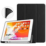 TiMOVO Case for New iPad 7th Generation 10.2" 2019 with Apple Pencil Holder, [Light Weight] Slim Back Protective Case with Auto Wake/Sleep, Smart Case Fit iPad 10.2-inch Retina Display - Black