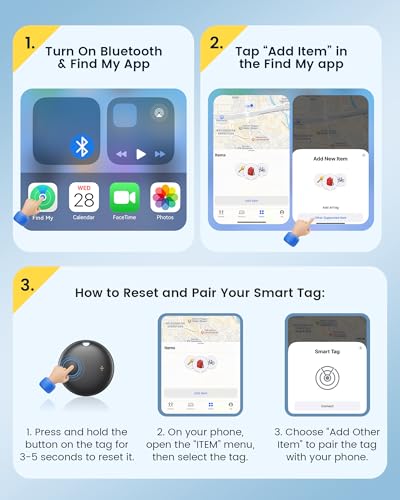 KUKIHO Tracker Tags 4 Pack Works with Apple Find My (iOS Only) | IP67 Waterproof, 100dB Sound, 12-Month Replaceable Battery, Item Locator for Keys, Wallet, Luggage, Black 4Pcs